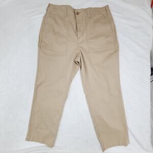 Lands End Khaki Pants Womens 14P Petite Beige Straight Leg Casual Work Pants